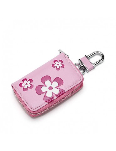 Women Floral PU Leather Car Key Holder Casual Storage Bag