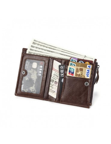 6 Card Holders Vintage Vertical Genuine Leather Coin Bag Wallet For Men