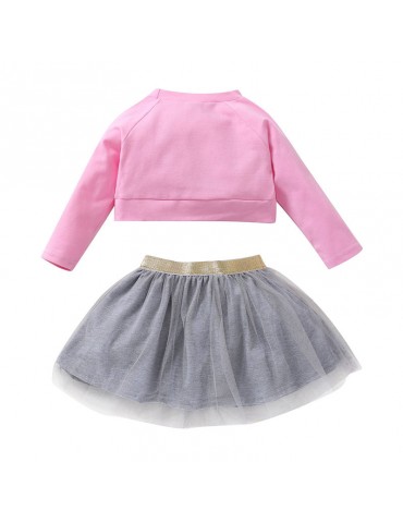 Cute Girls Clothing Sets Short Sweatshirt + Skirt Sets For 2Y-9Y