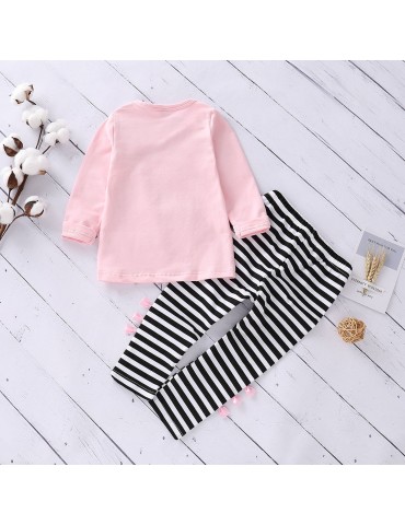 Toddler Girls Patchwork Striped Clothing Sets For 1Y-7Y