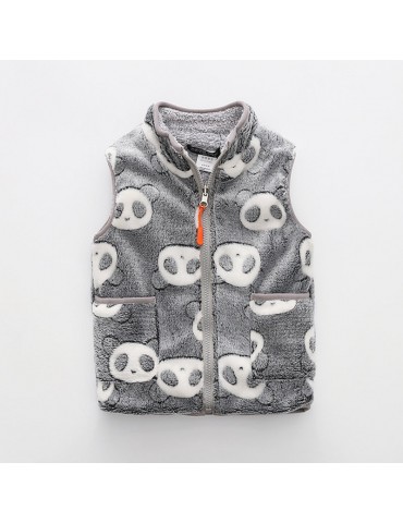 Fleece Print Boys Girls Kids Waistcoat Autumn Winter Vests For 3Y-11Y