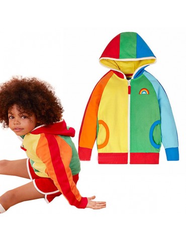 Rainbow Girls Clothes Girl Jackets Children Coat Kids Spring Outerwear Teenager Hooded Outerwear