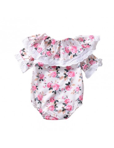 Floral Printed Girls Summer Style Sleeveless Romper For 0-24M