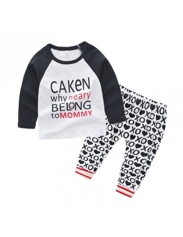 2Pcs Letter Print Baby Boys Casual Sets For 0-2Years