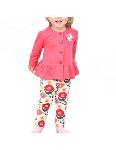 2pcs Comfy Baby Girls Clothing Sets Cardigan Top + Pants For 0-24M