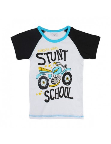 Motorcycle Baby Children Boy Pure Cotton Short Sleeve T-shirt Top