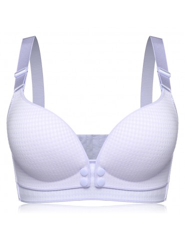 Maternity Grid Print Wireless Gather Nursing Bra