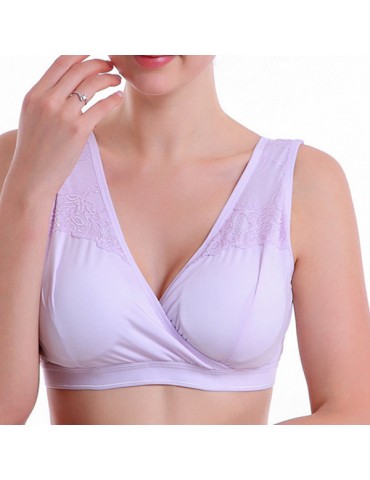 Wireless Criss-Cross Front Lace Sleeping Bra for Pregnant Women