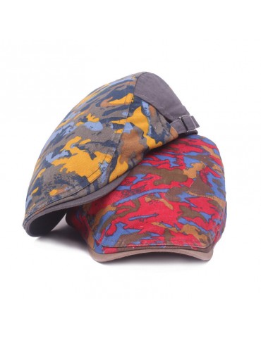 Men Camouflage Graffiti Cotton Beret Cap Adjustable Travel Sunscreen Hat