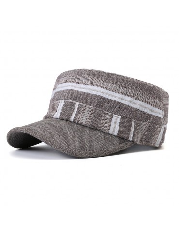 Men Vogue Cotton Stripe Flat Cap Sunshade Casual Outdoors Simple Adjustable Hat