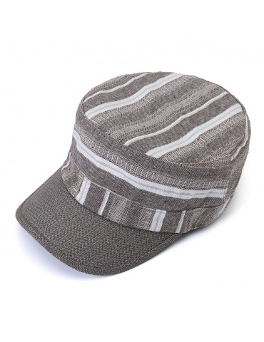 Men Vogue Cotton Stripe Flat Cap Sunshade Casual Outdoors Simple Adjustable Hat