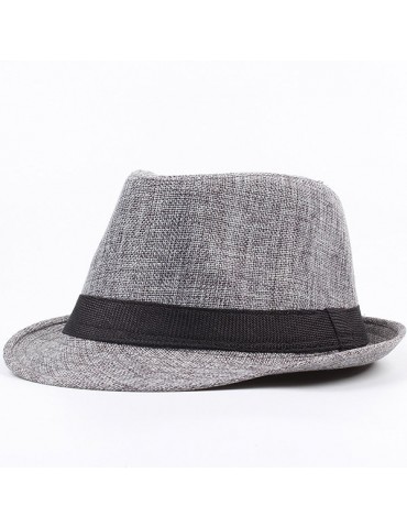 Men Women Stylish Linen Panama Fedora Jazz Hats Sunscreen Breathable Beach Sun Hats