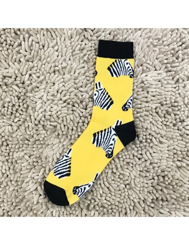 Men Unisex Cotton Salmon Crocodile Zebra Pattern Funny Socks Casual Breathable Warm Tube Couple Sock