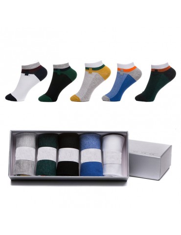 Men Five-color A Box Short Tube Sports Socks Cotton Breathable Wicking Socks Running Hiking Socks