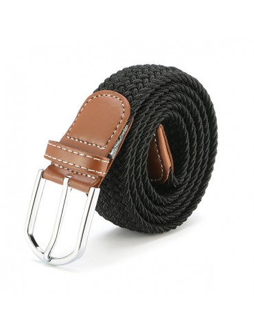 125CM Men Women Stretch Braided Elastic Woven Leather Pin Buckle Belt