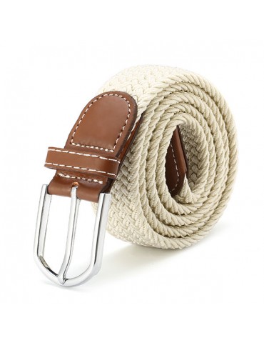 125CM Men Women Stretch Braided Elastic Woven Leather Pin Buckle Belt