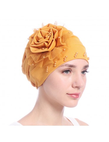 Womens Breathable Comfortable Lace Linen Hat Casual Elastic Beanie Hats Muslim Pile Heap Cap