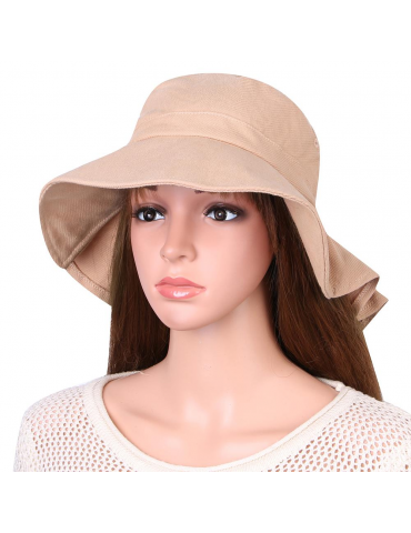 Women Foldable Neck Protect Vogue Sun Bucket Hat Summer Outdoor Travel Beach Sea Cap