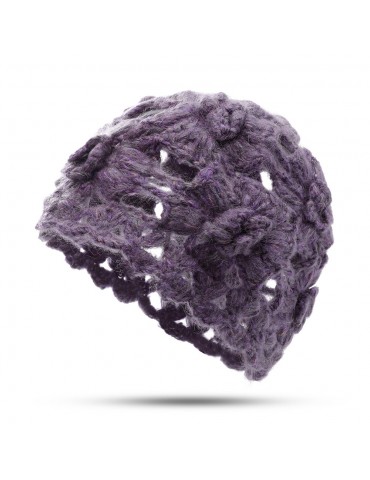 Women Wool Beanie Cap Knitted Lace Hand-knitted Hat Crochet Decoration Hat