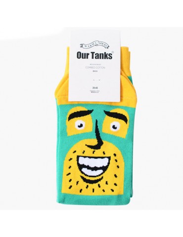 Men Women Breathable Cotton Middle Tube Socks Funny Cartoon Print Socks