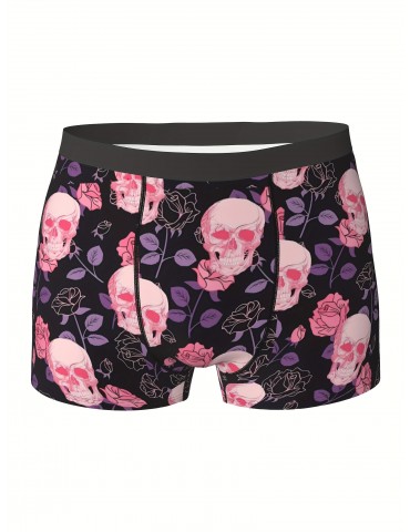 Men's Halloween Skull Horror Pattern Fashion Novelty Boxer Briefs Shorts - Sexy, Breathable, Comfy, Stretchy Underwear