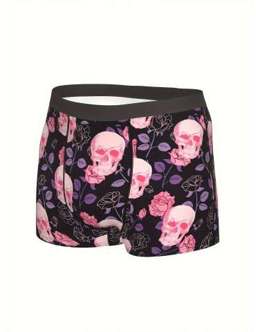 Men's Halloween Skull Horror Pattern Fashion Novelty Boxer Briefs Shorts - Sexy, Breathable, Comfy, Stretchy Underwear