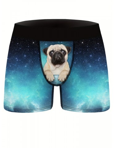 Men's Full Print Boxers Briefs, Novelty Funny Happy Underwear, High Stretch Breathable Comfy Boxers Trunks