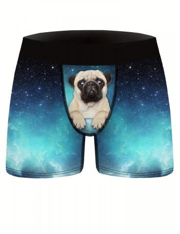 Men's Puppy Starry Sky Pattern High Stretch Comfortable Boxer Briefs Underwear