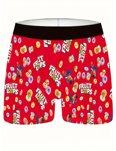 1pc Men's Plus Size Food Graphic Boxer Briefs - Breathable And Comfy Sports Trunks