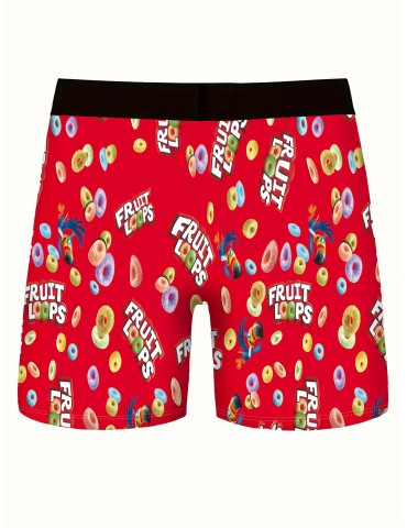 1pc Men's Plus Size Food Graphic Boxer Briefs - Breathable And Comfy Sports Trunks